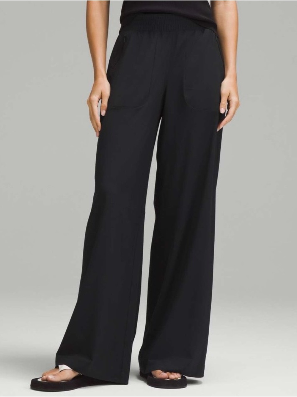 🍋Women’s Lululemon Swift Wide-Leg Mid-Rise Pant Full Length Size 4 Black W5FFBS🍋